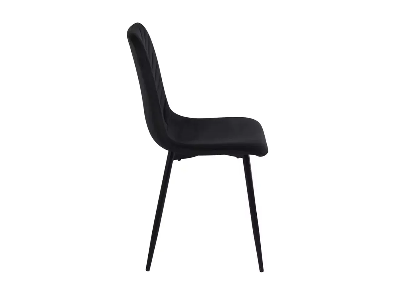 Chaise velours noir piétement métal noir mat assise haute et dossier capitonné LOZAT