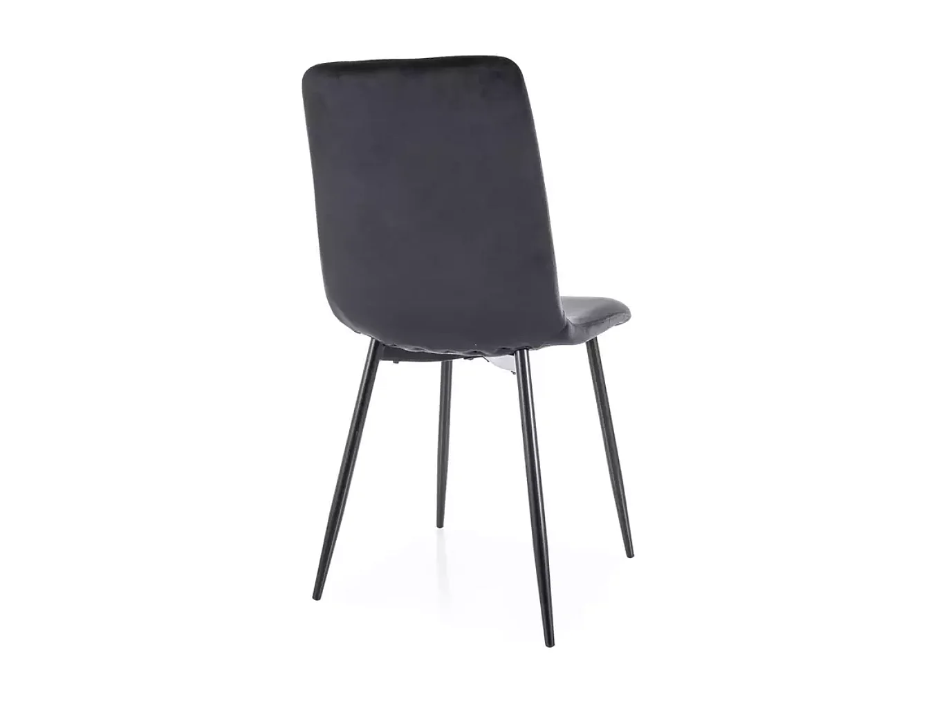 Chaise velours noir piétement métal noir mat assise haute et dossier capitonné LOZAT