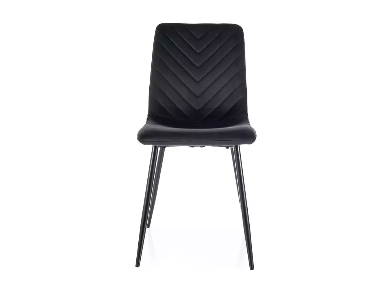 Chaise velours noir piétement métal noir mat assise haute et dossier capitonné LOZAT