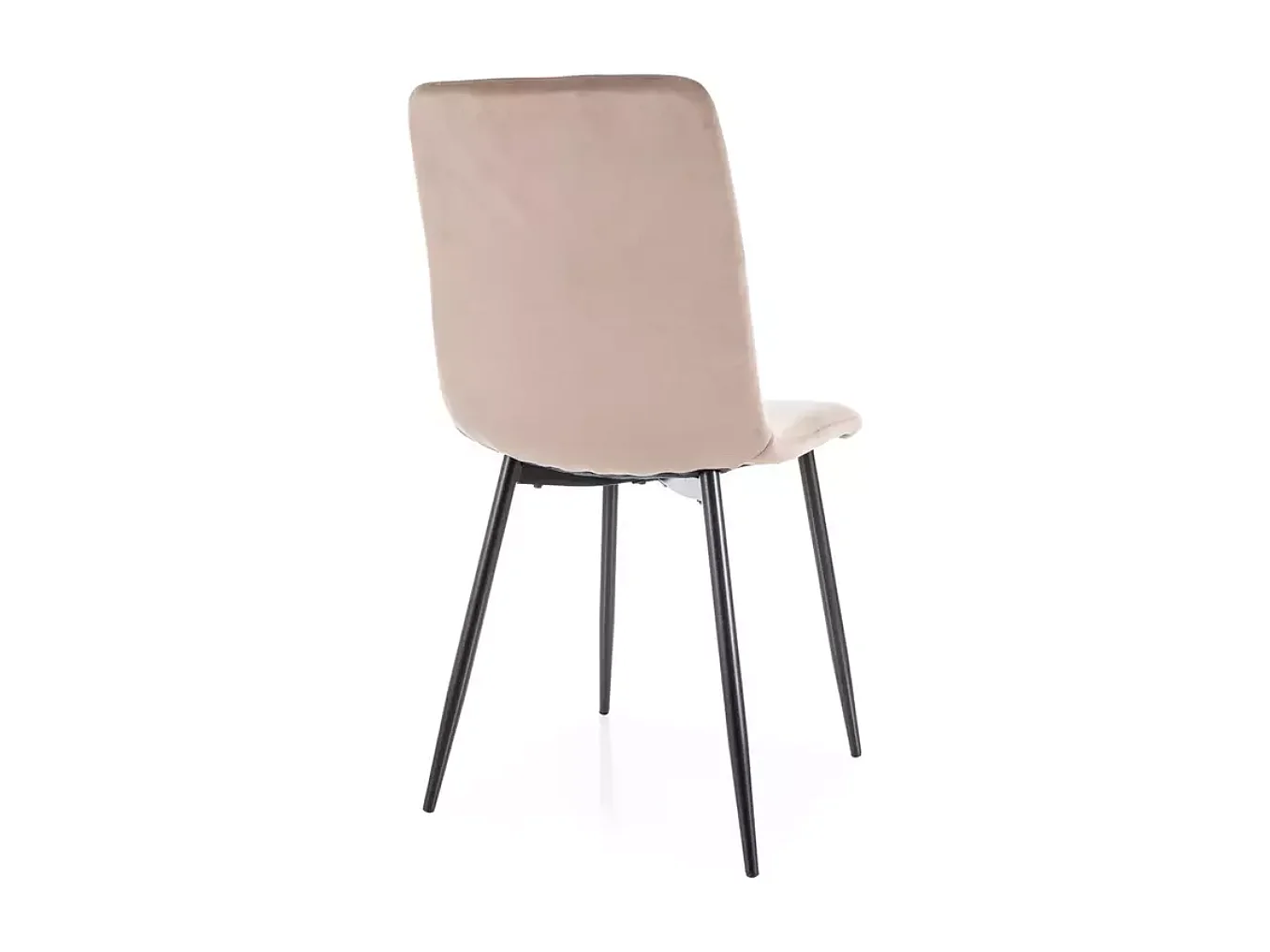 Chaise velours beige et métal noir mat assise haute dossier stylé LOZAT