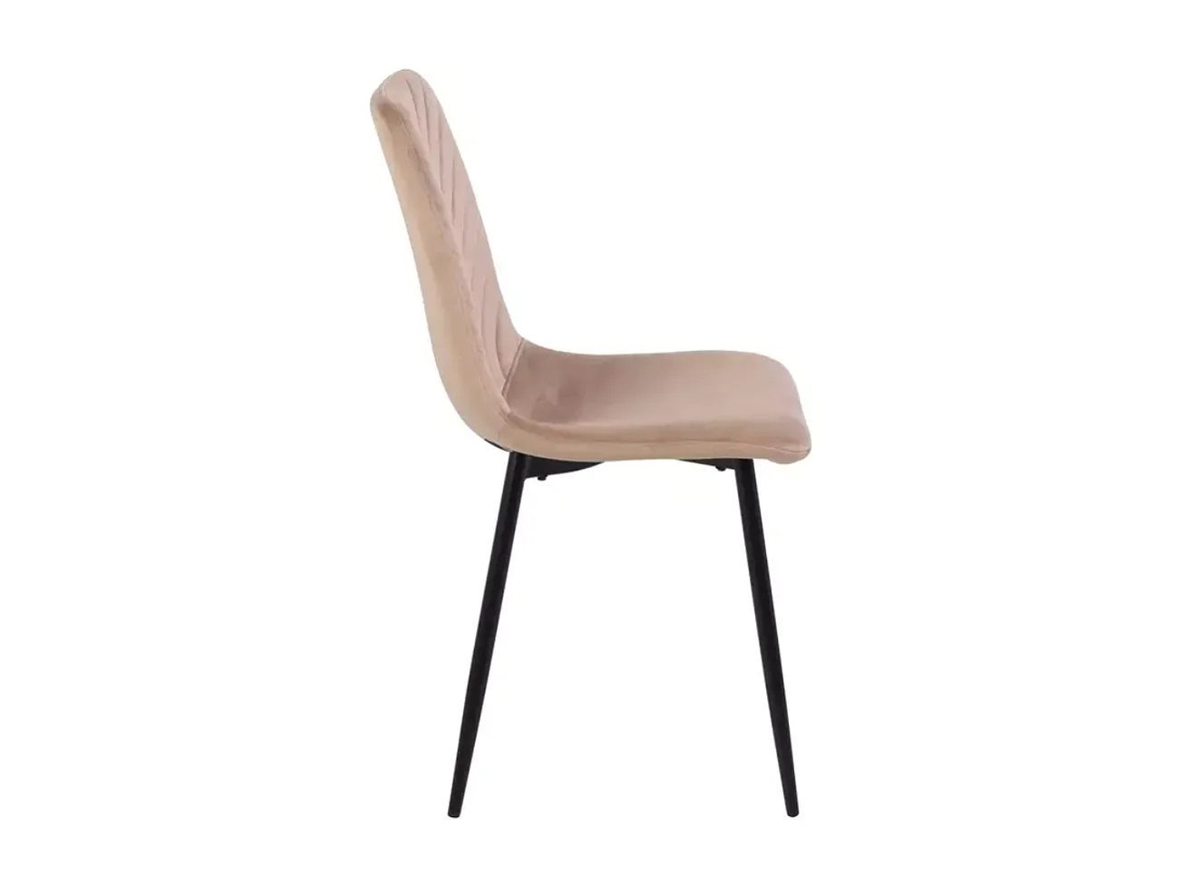 Chaise velours beige et métal noir mat assise haute dossier stylé LOZAT