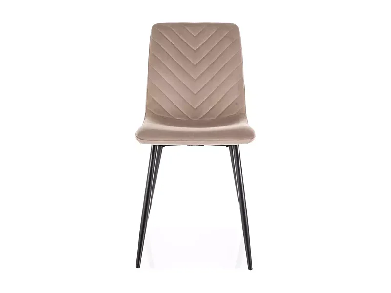 Chaise velours beige et métal noir mat assise haute dossier stylé LOZAT