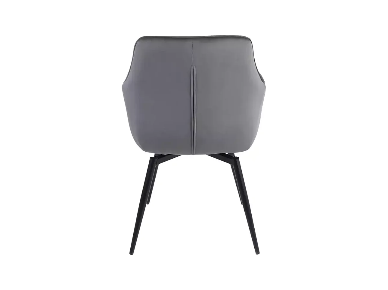 Chaise SONGY velours gris avec assise pivotante et pieds métal noir retour automatique