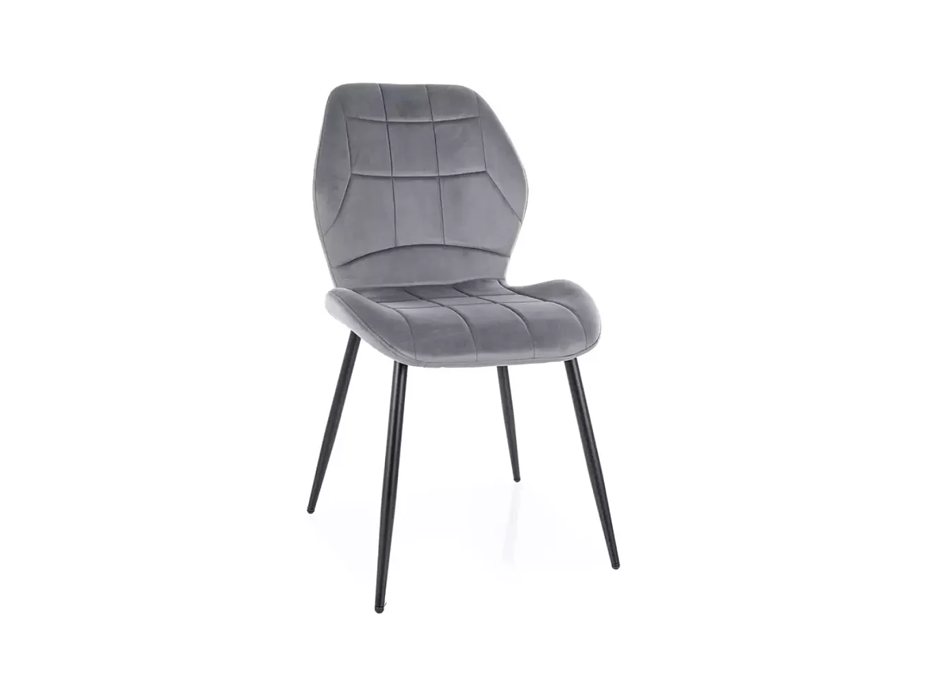 Chaise velours gris pieds métal noir mat assise rembourrée et dossier ergonomique KAROZ