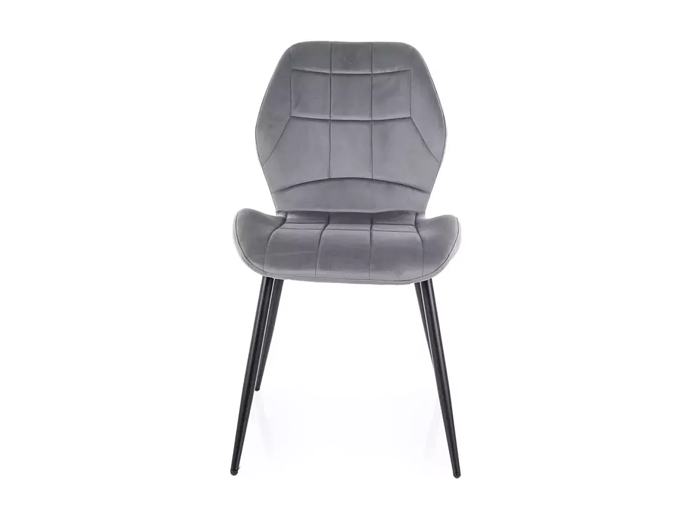 Chaise velours gris pieds métal noir mat assise rembourrée et dossier ergonomique KAROZ