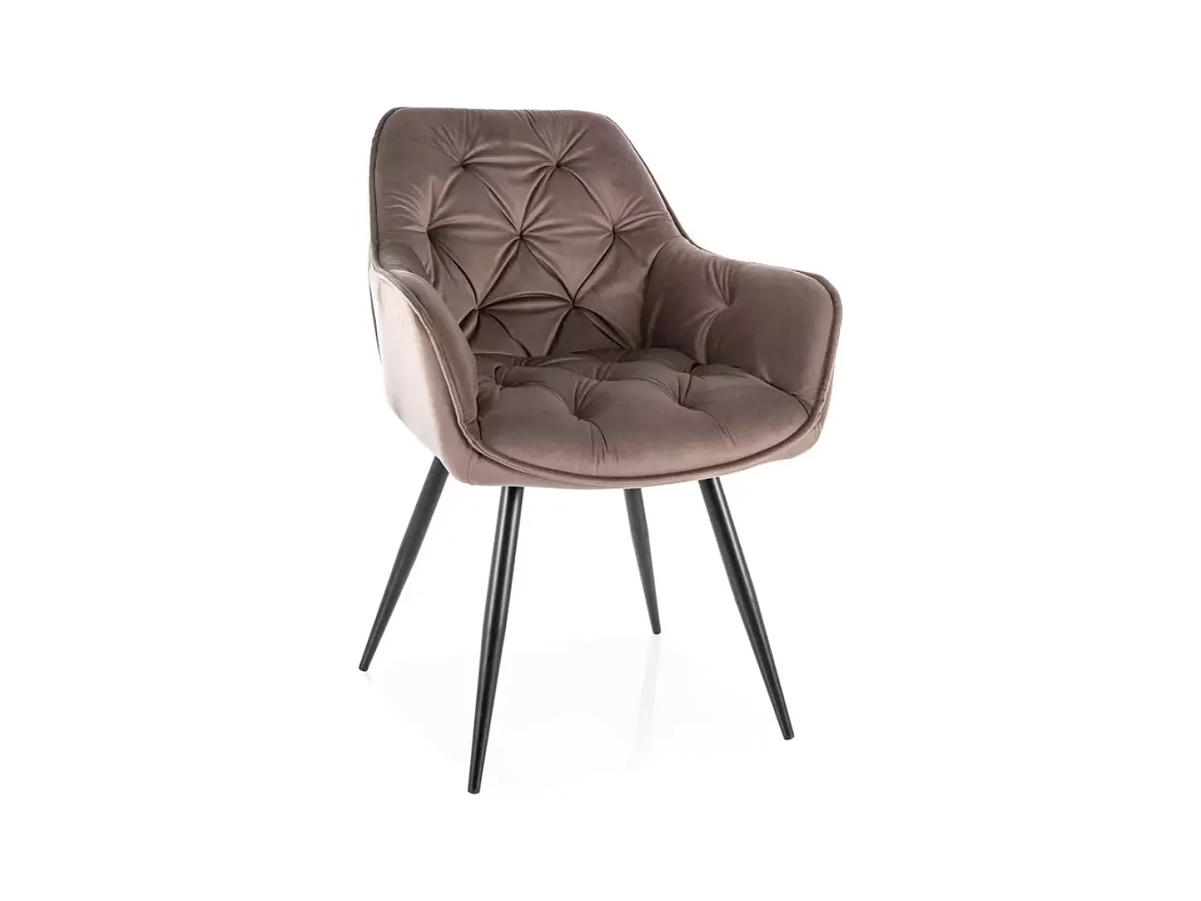 Chaise velours cappuccino pieds métal noir confortable UMEXA pour salle à manger