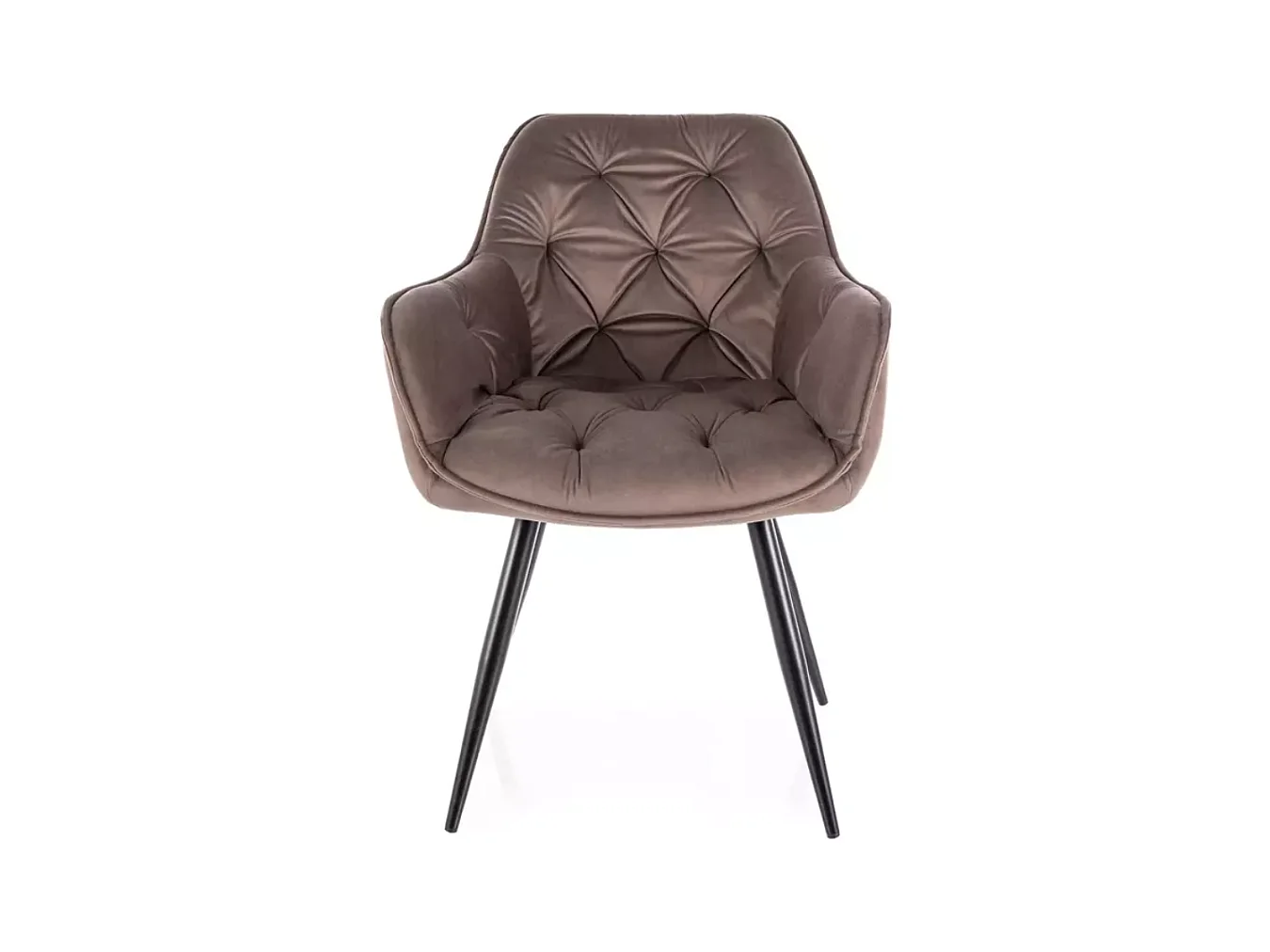 Chaise velours cappuccino pieds métal noir confortable UMEXA pour salle à manger