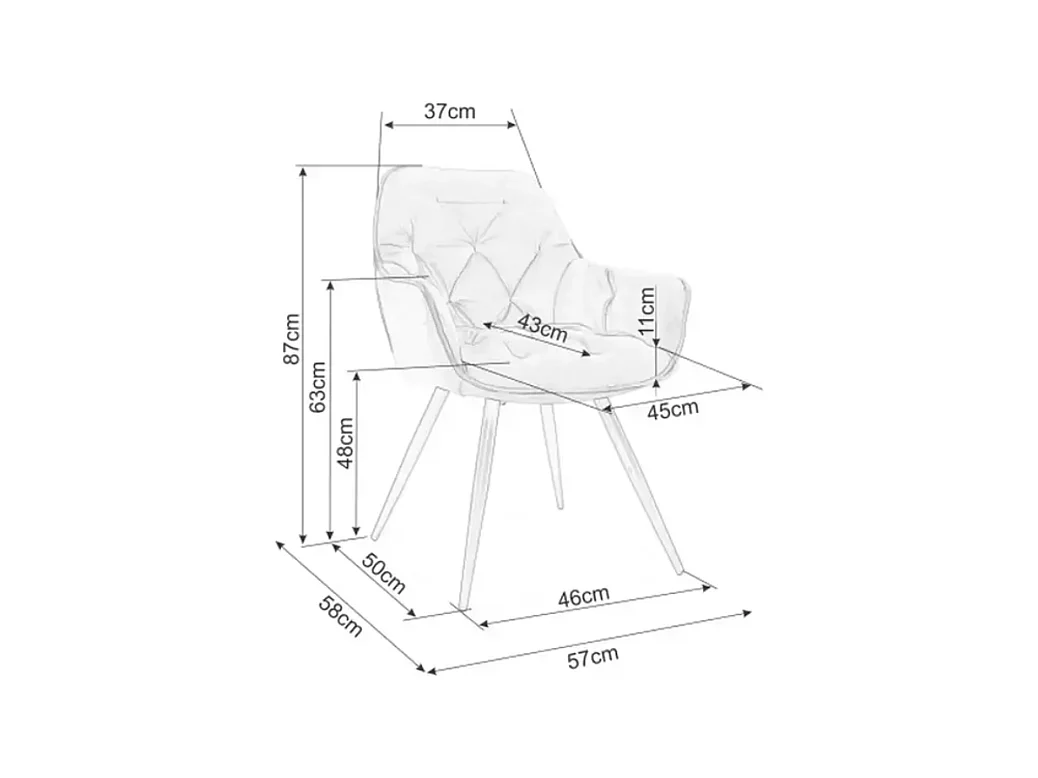 Chaise velours cappuccino pieds métal noir confortable UMEXA pour salle à manger