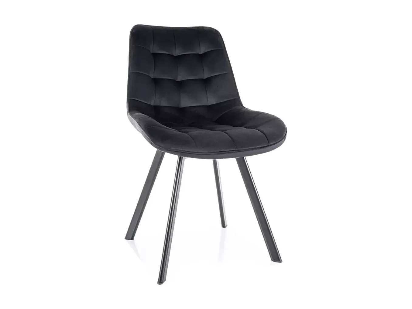 Chaise en velours noir pivotante et structure métal noir mat design incurvé MONTAJ