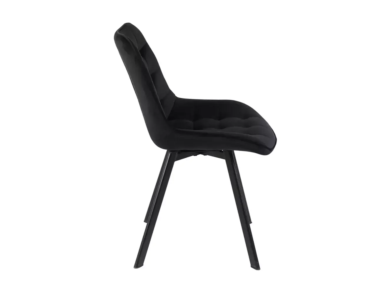 Chaise en velours noir pivotante et structure métal noir mat design incurvé MONTAJ