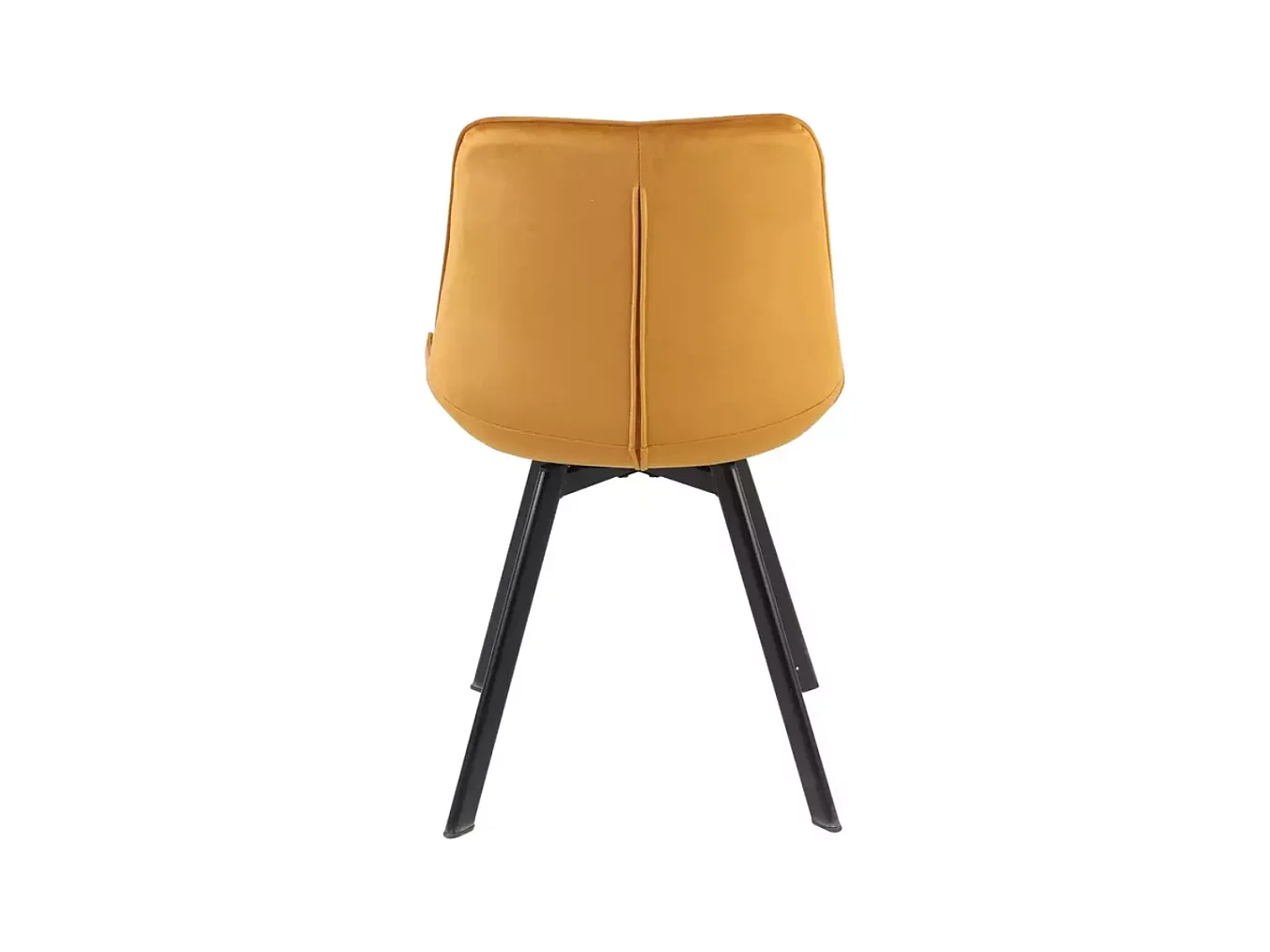 Chaise jaune curry pivotante en velours assise capitonnée pied noir mat style chaleureux MONTAJ