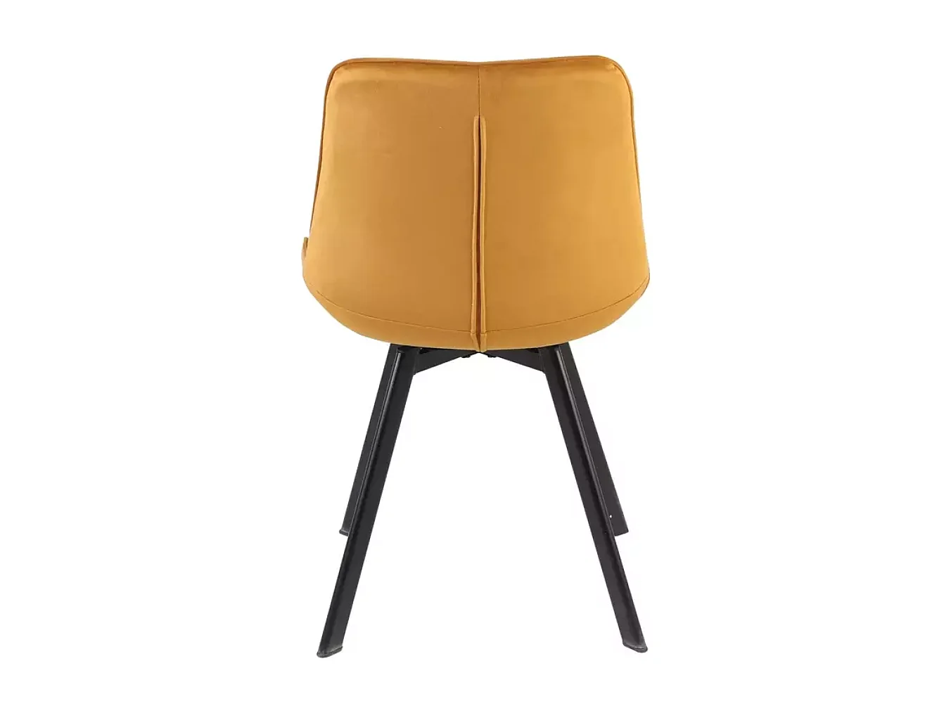 Chaise jaune curry pivotante en velours assise capitonnée pied noir mat style chaleureux MONTAJ