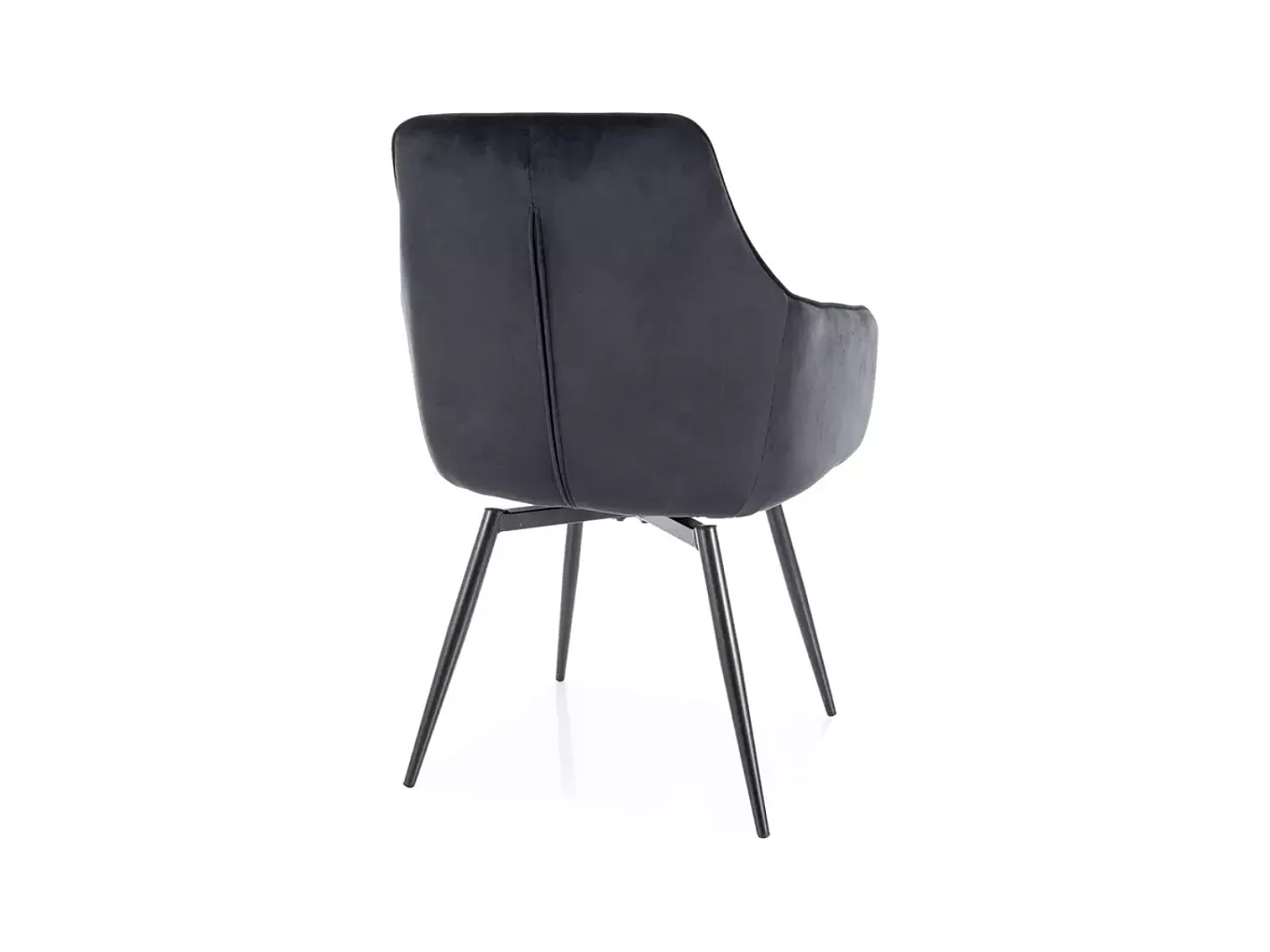 Chaise velours noir pivotante avec retour automatique et pieds métal noir mat SONGY