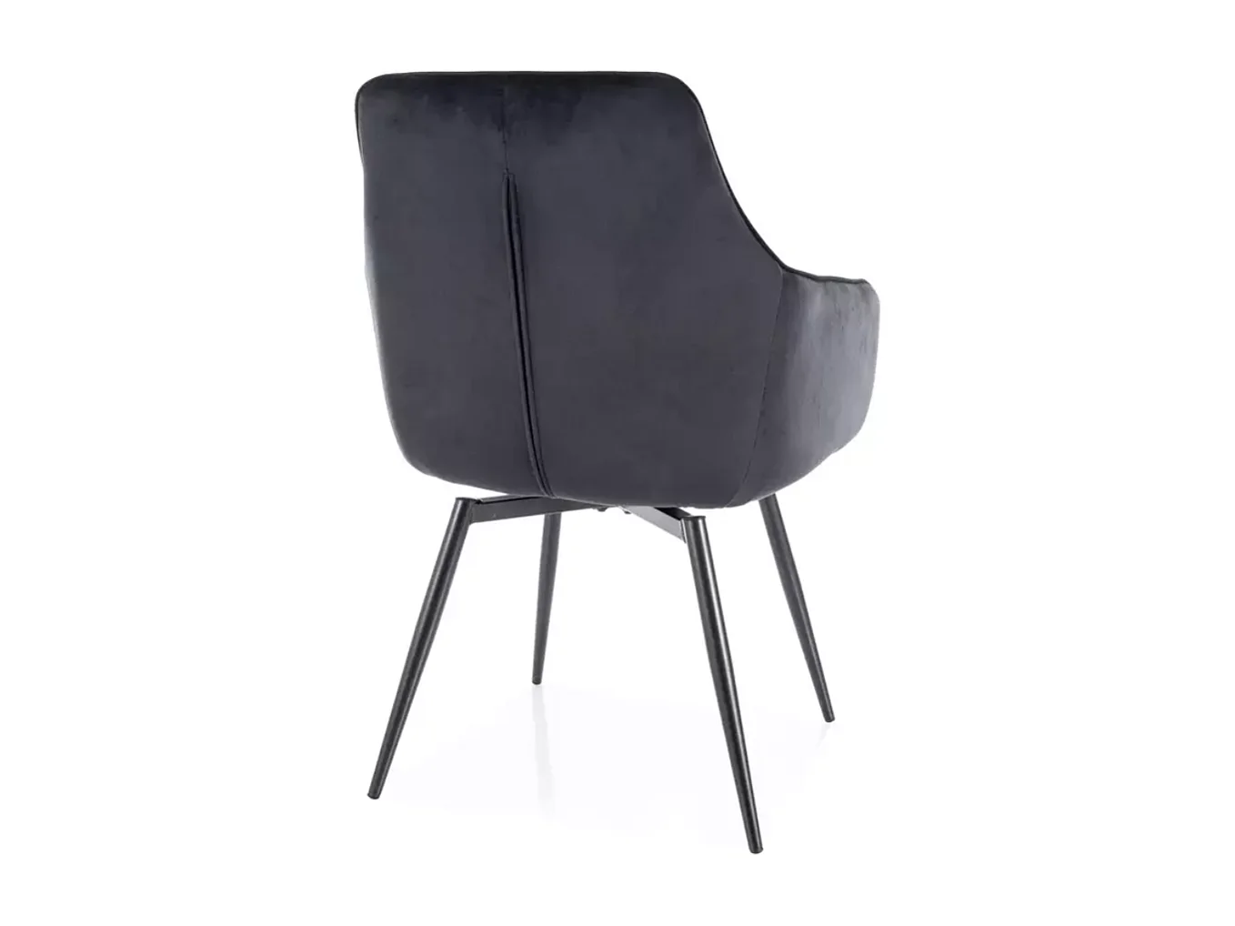 Chaise velours noir pivotante avec retour automatique et pieds métal noir mat SONGY