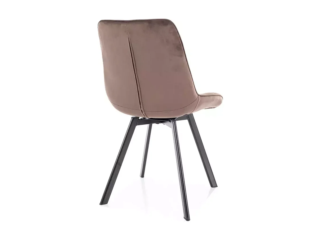 Chaise velours pivotante cappuccino piétement métal noir mat assise haute et design doux MONTAJ