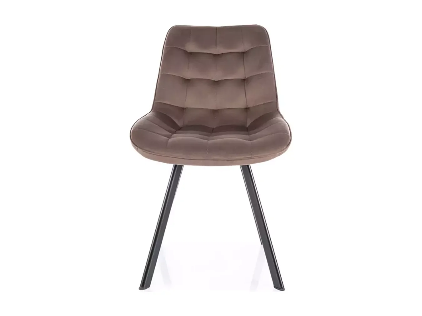 Chaise velours pivotante cappuccino piétement métal noir mat assise haute et design doux MONTAJ