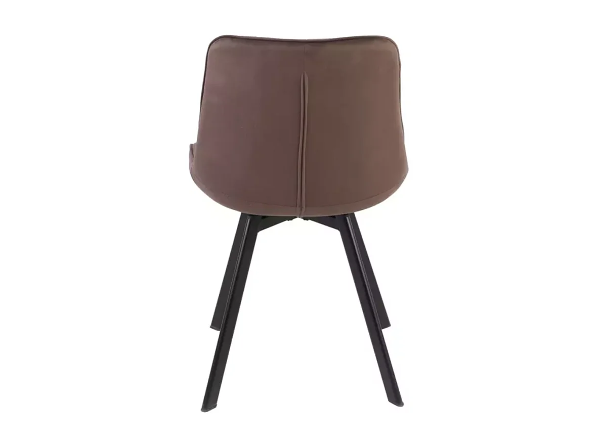 Chaise velours pivotante cappuccino piétement métal noir mat assise haute et design doux MONTAJ