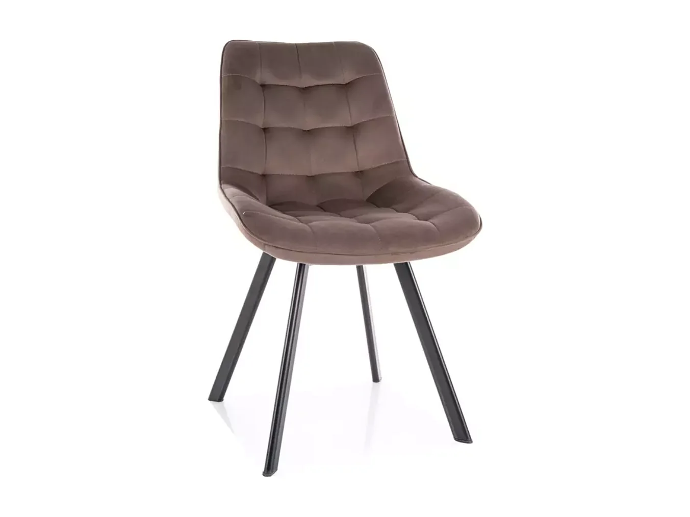 Chaise velours pivotante cappuccino piétement métal noir mat assise haute et design doux MONTAJ