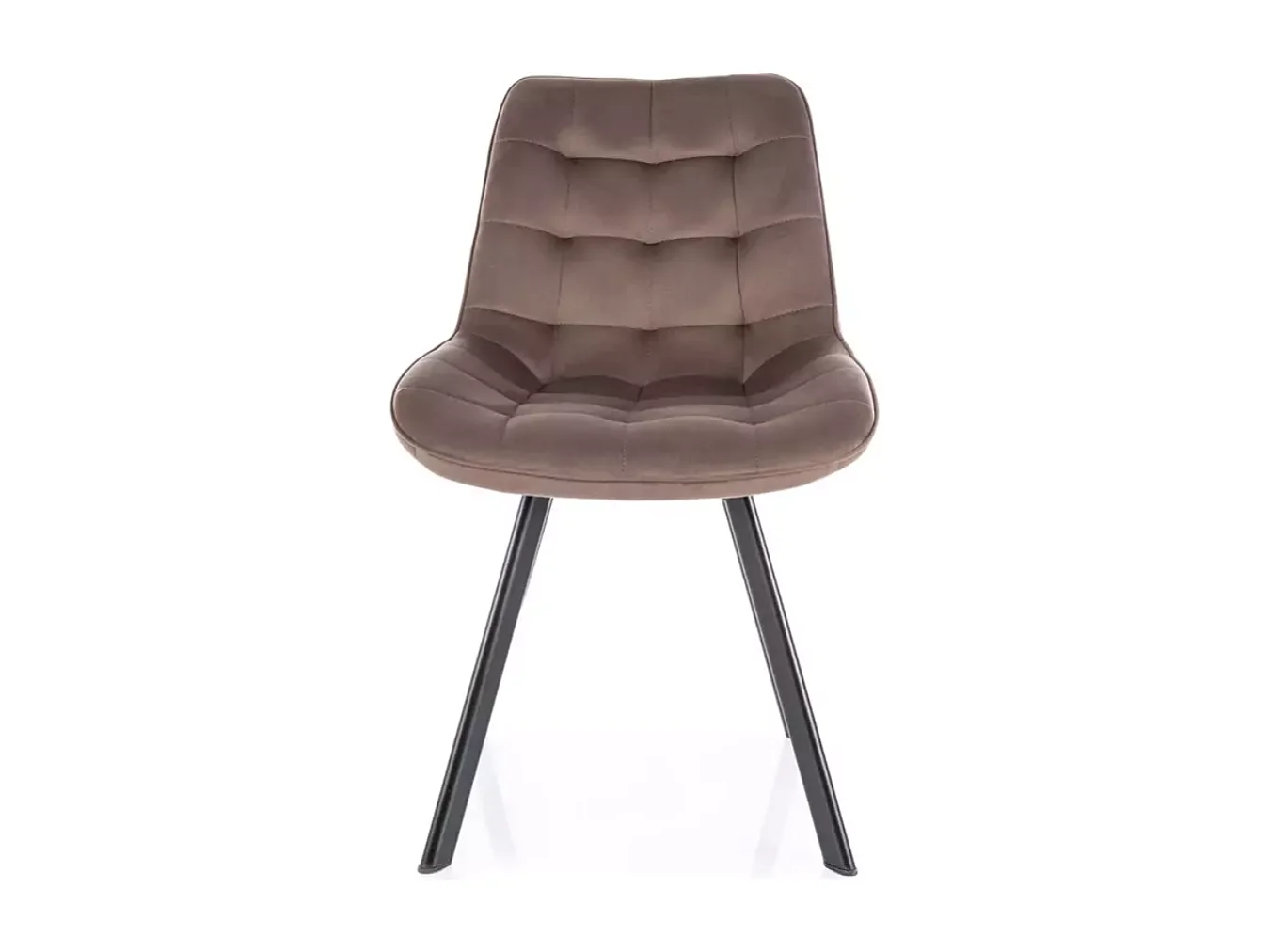 Chaise velours pivotante cappuccino piétement métal noir mat assise haute et design doux MONTAJ