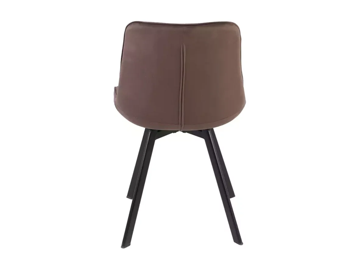 Chaise velours pivotante cappuccino piétement métal noir mat assise haute et design doux MONTAJ