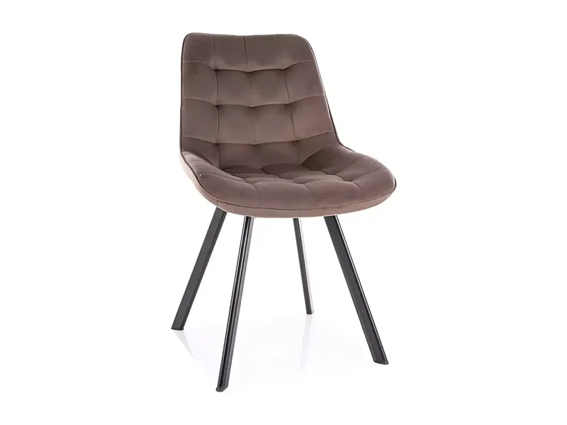 Chaise velours pivotante cappuccino piétement métal noir mat assise haute et design doux MONTAJ