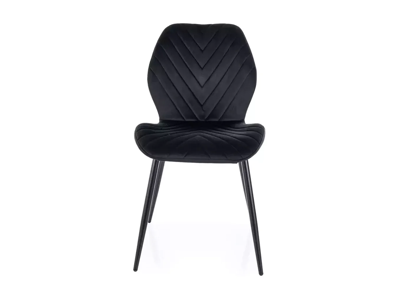 Chaise velours noir piétement métal noir mat design moderne MYRENDA