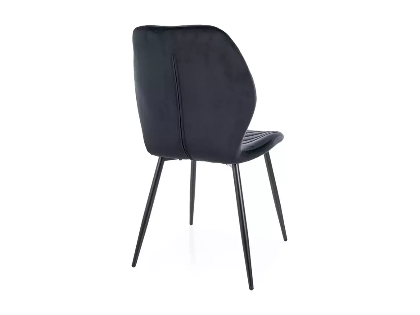 Chaise velours noir piétement métal noir mat design moderne MYRENDA