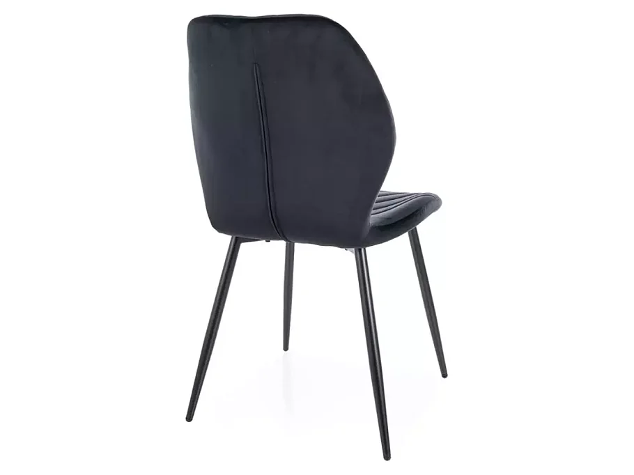 Chaise velours noir piétement métal noir mat design moderne MYRENDA