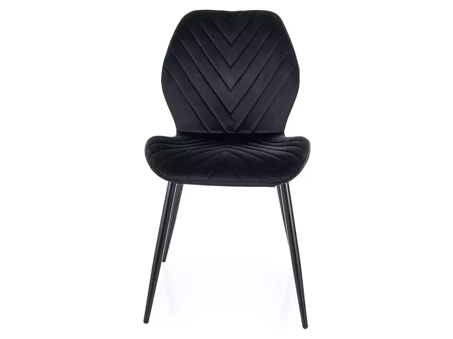 Chaise velours noir piétement métal noir mat design moderne MYRENDA