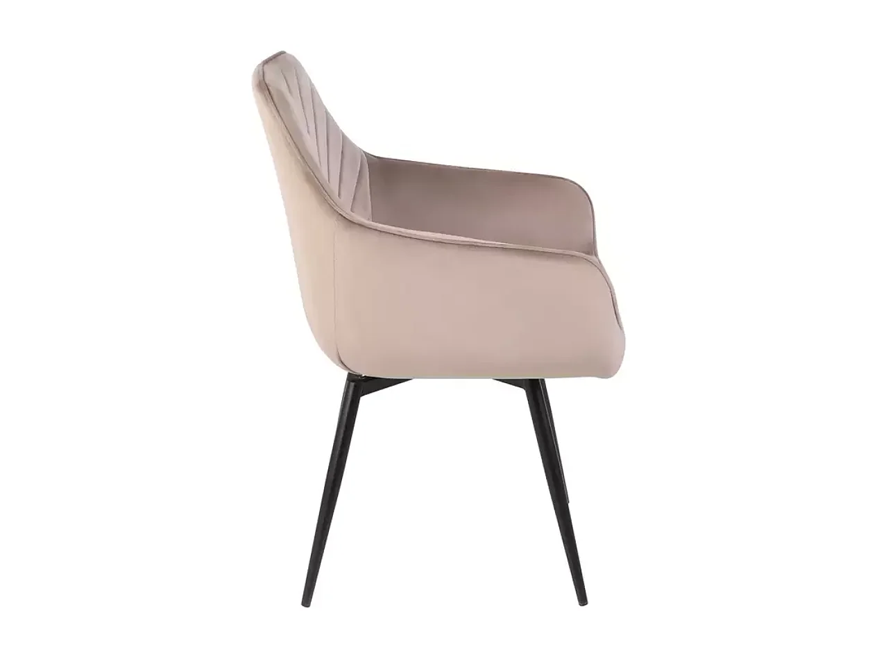 Chaise beige SONGY en velours matelassé et fonction pivotante retour automatique