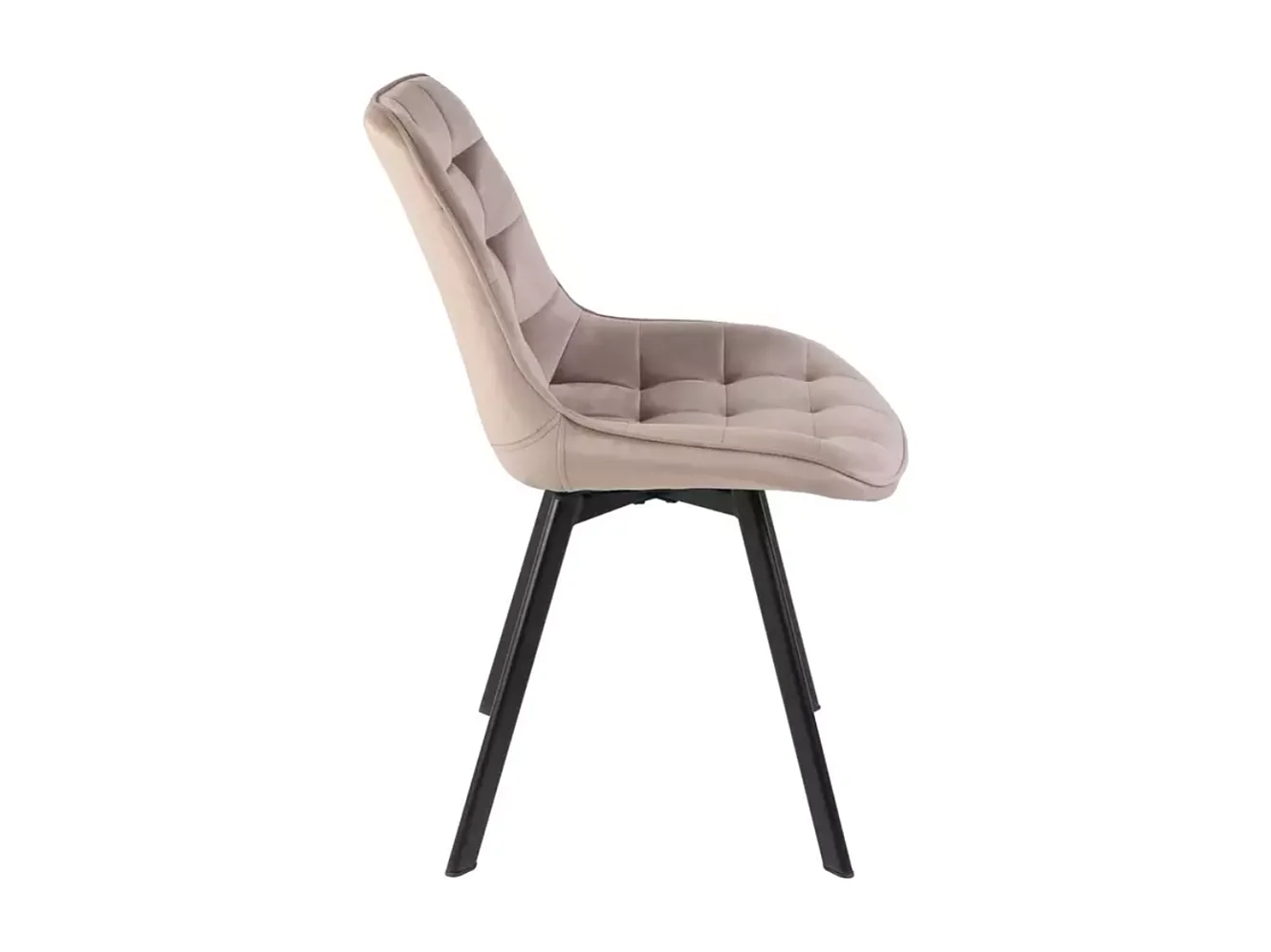 Chaise velours beige structure métal noir mat pivotante assise rembourrée élégante MONTAJ