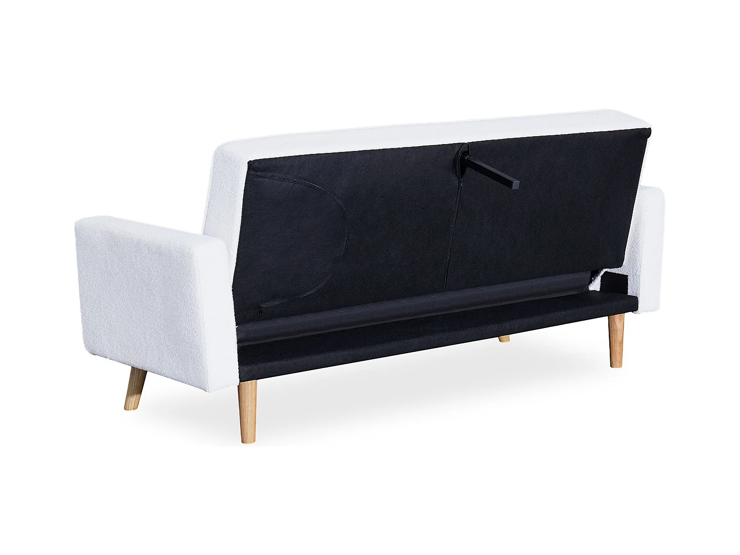 Skandinavisches Schlafsofa Slow aus Bouclé-Stoff in Creme 3-Sitzer