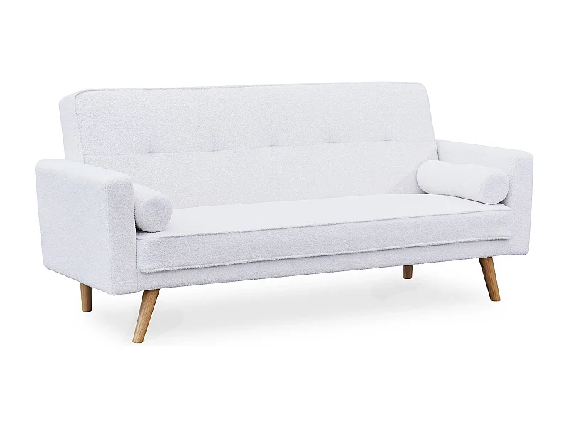 Skandinavisches Schlafsofa Slow aus Bouclé-Stoff in Creme 3-Sitzer