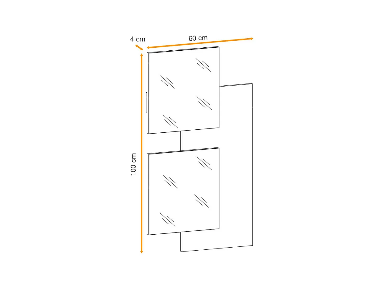 Panneau Mural & 2 Miroirs "Easy" 100cm Naturel