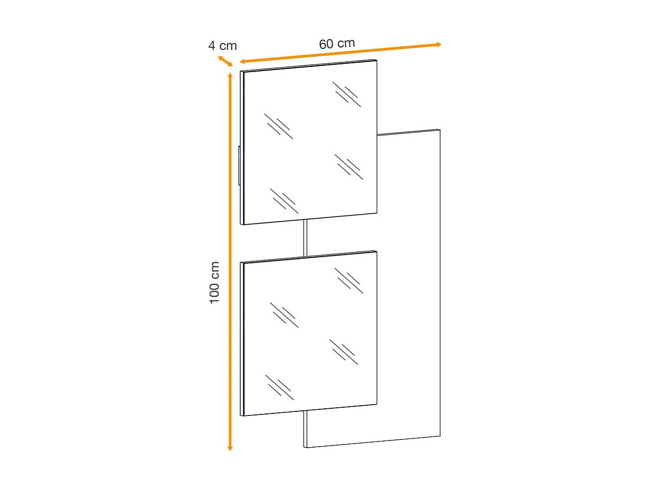 Panneau Mural & 2 Miroirs "Easy" 100cm Naturel