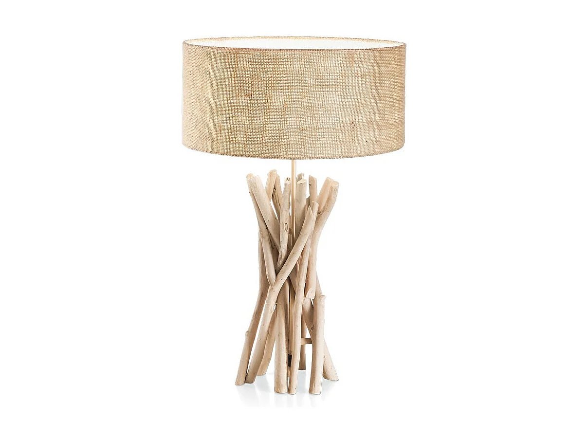 Ideal Lux Driftwood Lampe de table 1 lumière marron, beige avec abat-jour, E27