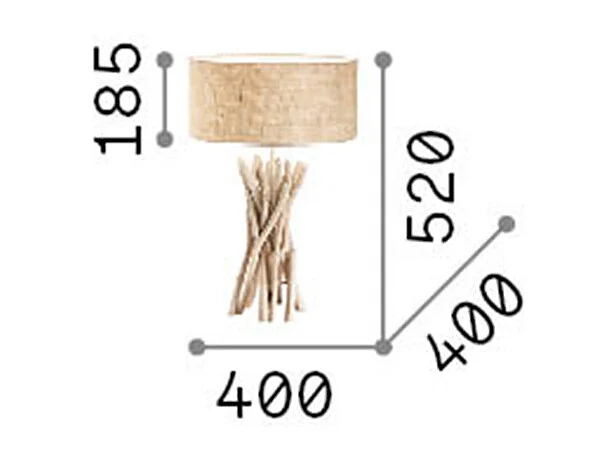 Ideal Lux Driftwood Lampe de table 1 lumière marron, beige avec abat-jour, E27