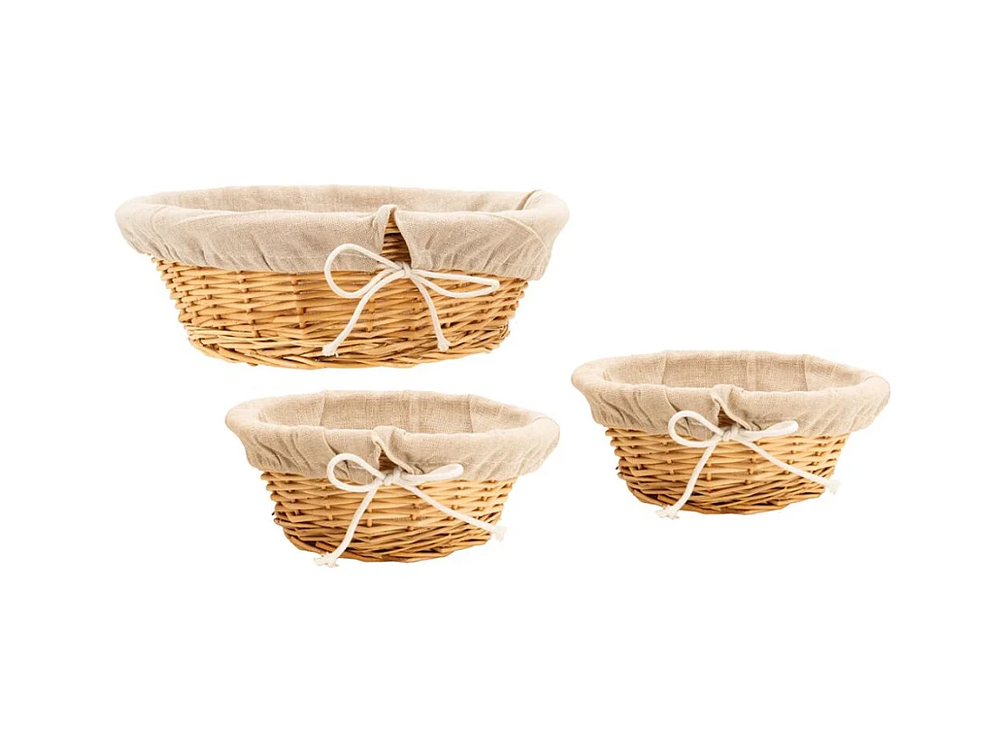 Corbeille en osier blanc avec doublure en jute