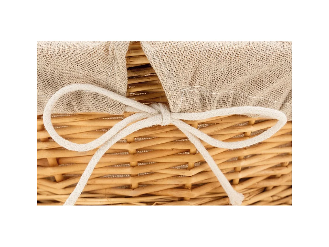 Corbeille en osier blanc avec doublure en jute