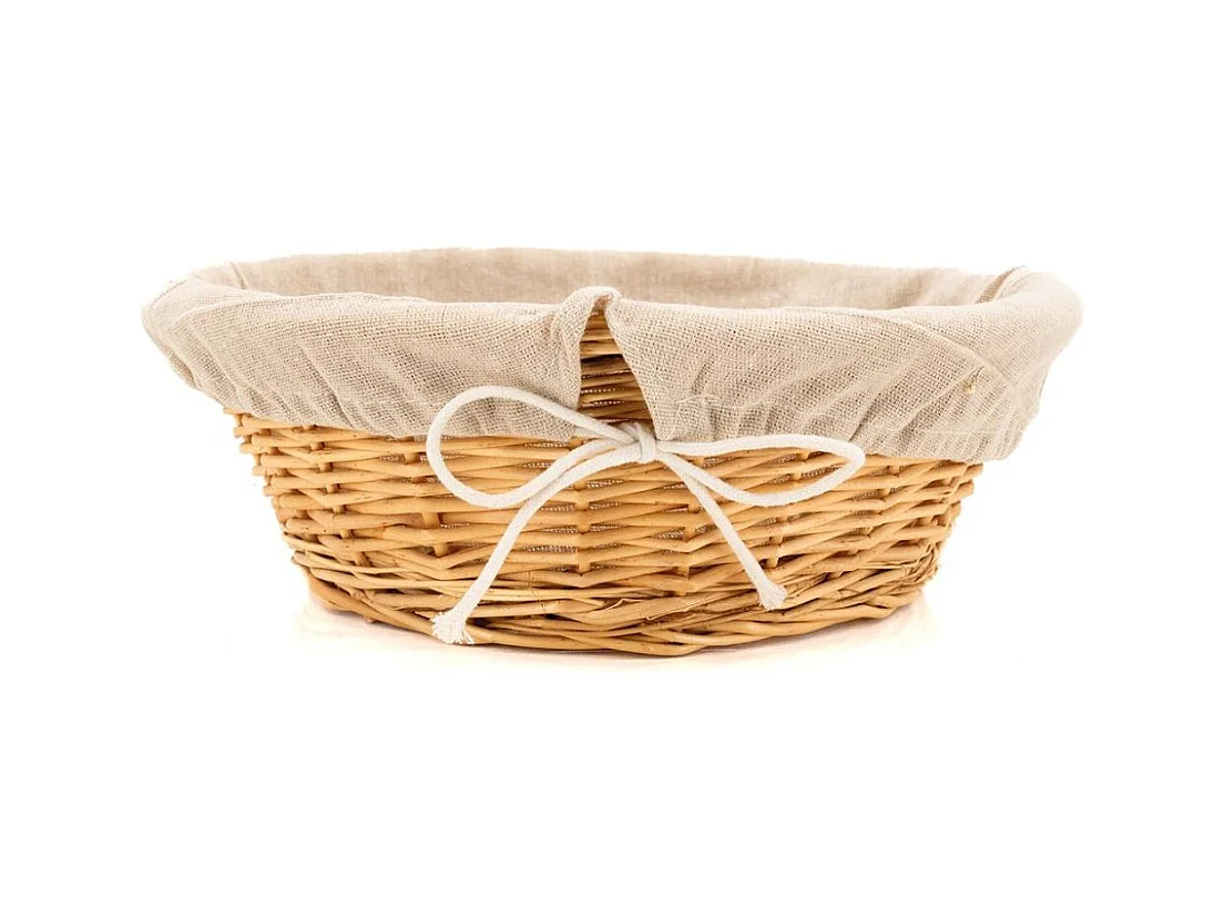 Corbeille en osier blanc avec doublure en jute