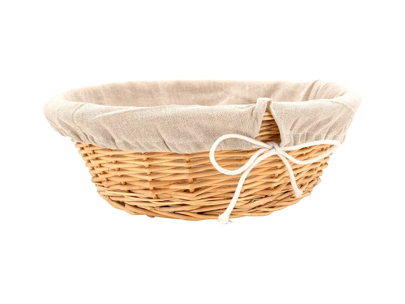 Corbeille en osier blanc avec doublure en jute