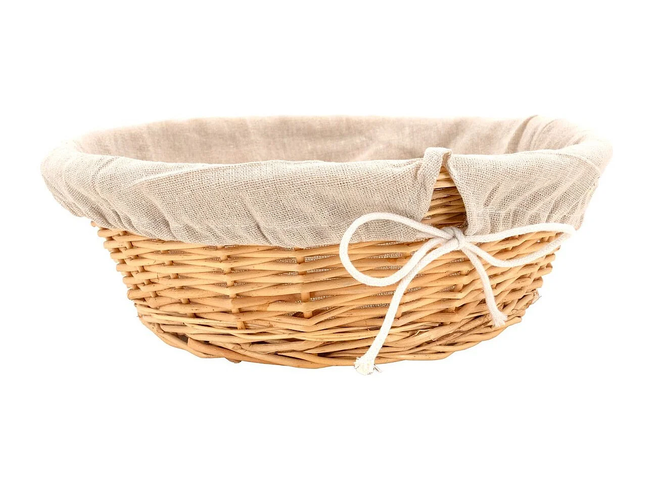 Corbeille en osier blanc avec doublure en jute