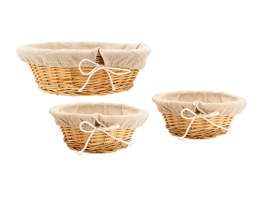 Corbeille en osier blanc avec doublure en jute