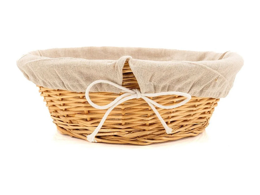 Corbeille en osier blanc avec doublure en jute