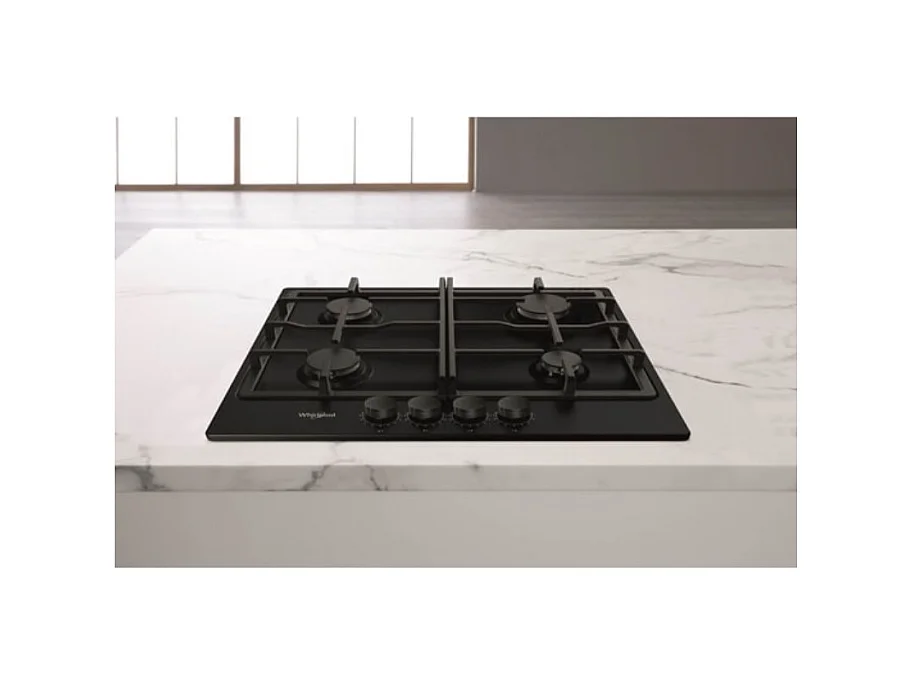 Whirlpool Table de cuisson gaz 60cm 7300w noir - TGML660NB