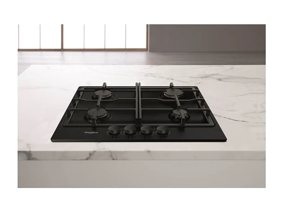 Whirlpool Table de cuisson gaz 60cm 7300w noir - TGML660NB