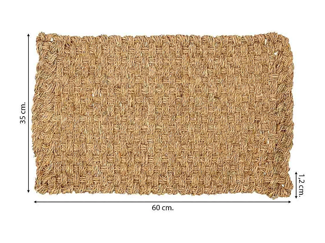 Felpudo de fibra marrón 60x35x1.2h cm