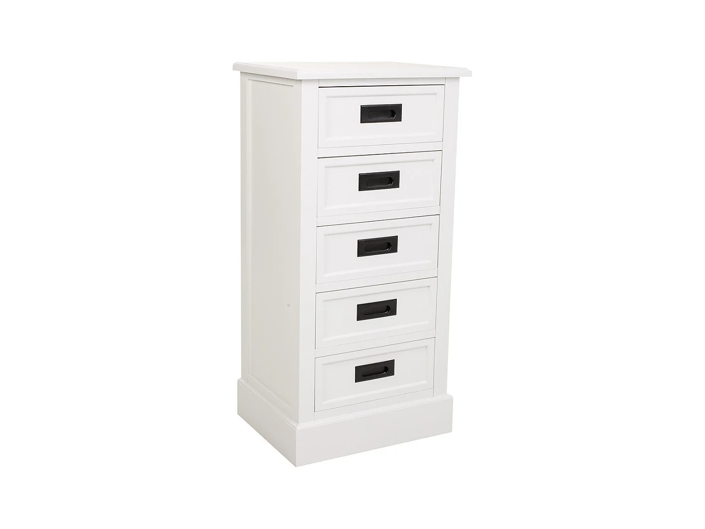 Commode artisanale en bois avec 5 tiroirs, blanc, 45 x 35 x 90 cm