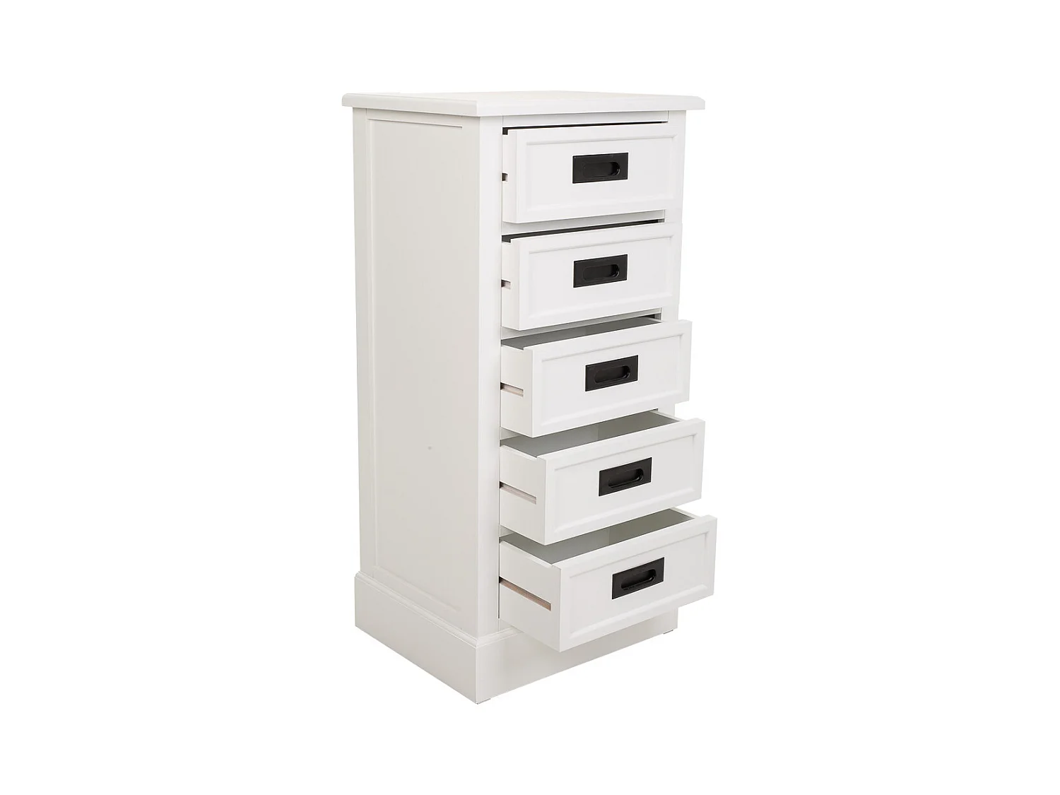 Commode artisanale en bois avec 5 tiroirs, blanc, 45 x 35 x 90 cm