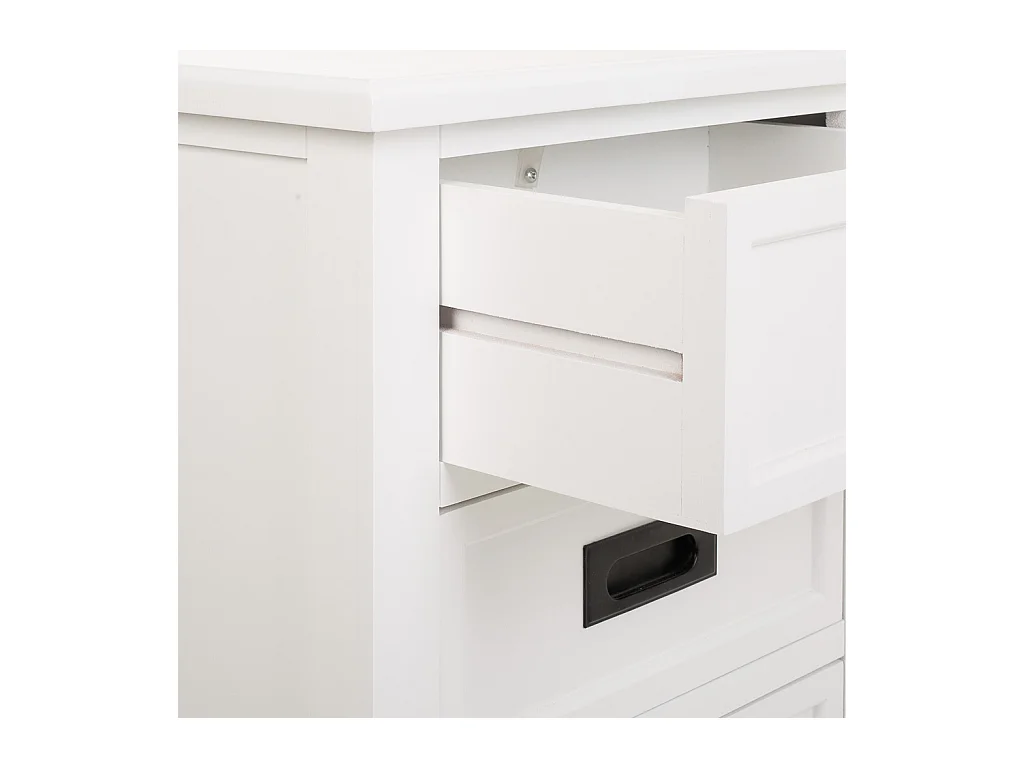 Commode artisanale en bois avec 5 tiroirs, blanc, 45 x 35 x 90 cm